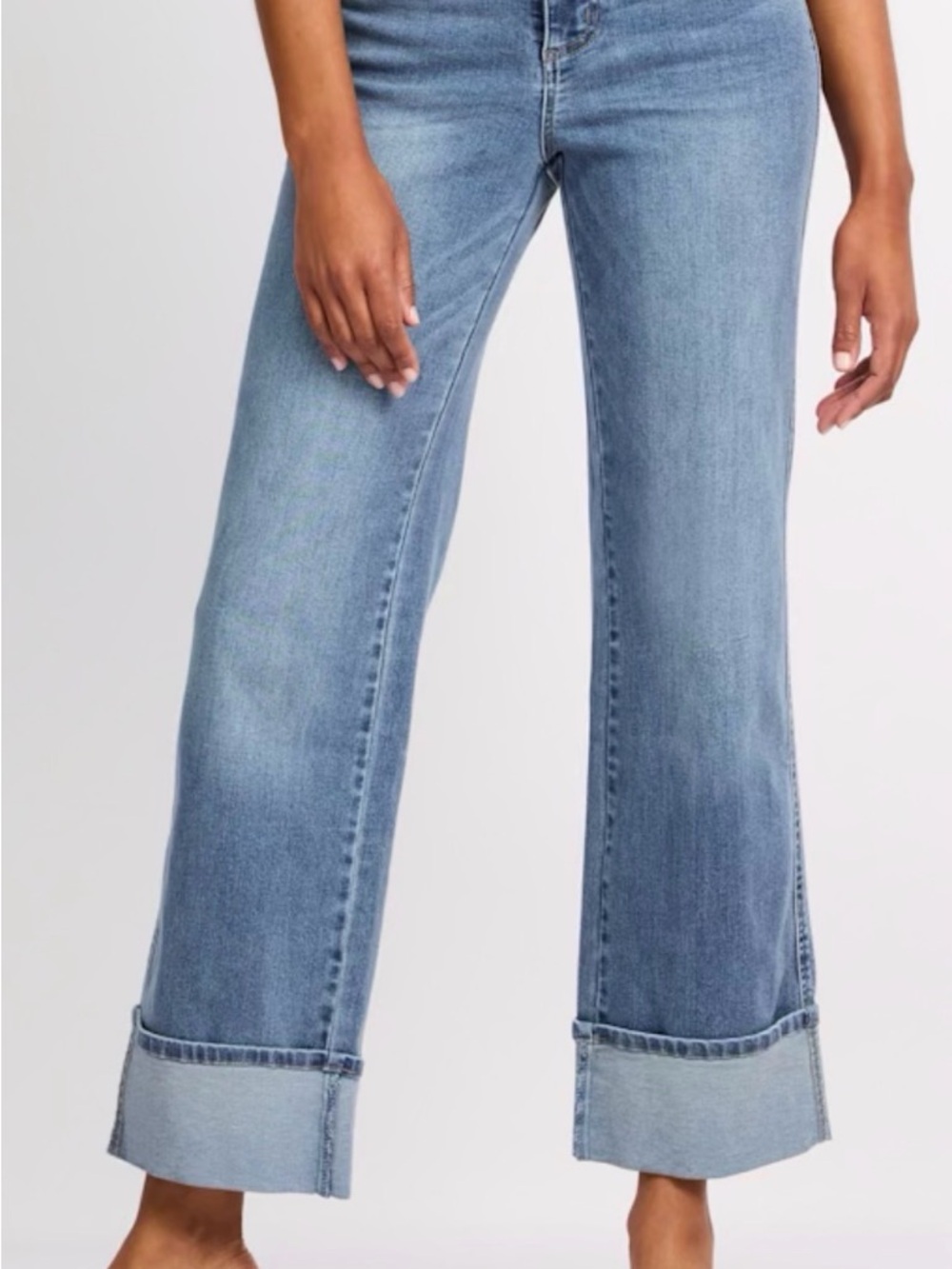 Blake Wide leg with Tall Cuffed Ankle Jeans in Light Blue - Picture 8 of 8